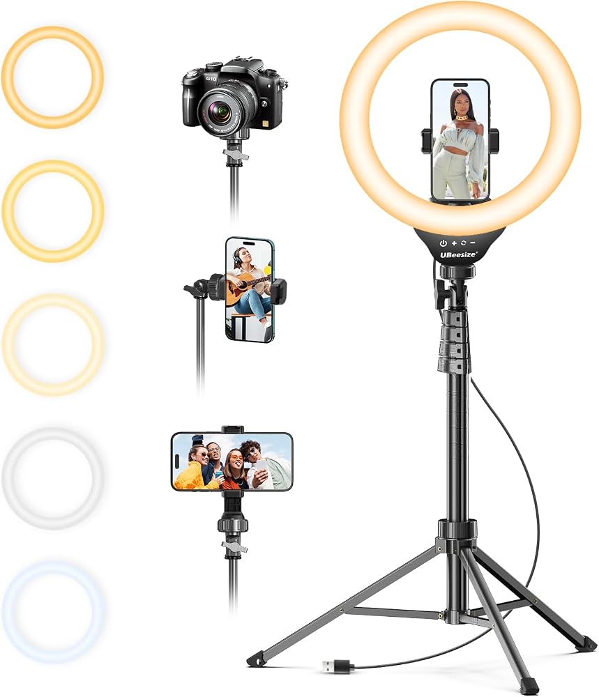 UBeesize 12 inch LED ring light with tripod stand and phone holder